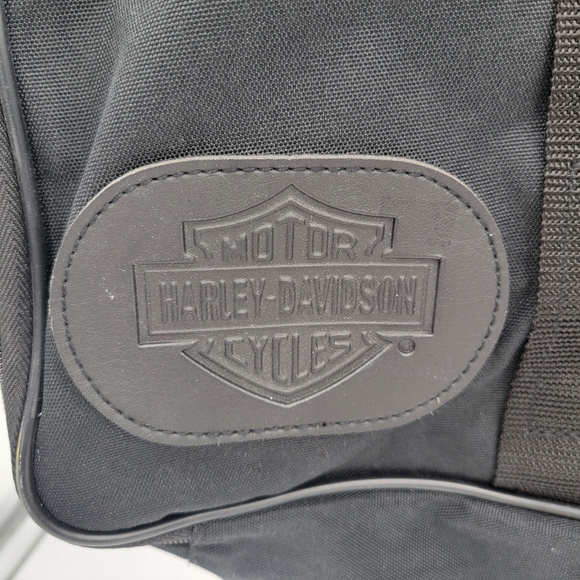 Harley Davidson Large Canvas Duffle Bag All Black w Patch Approximately 22x9x11 - Picture 2 of 10